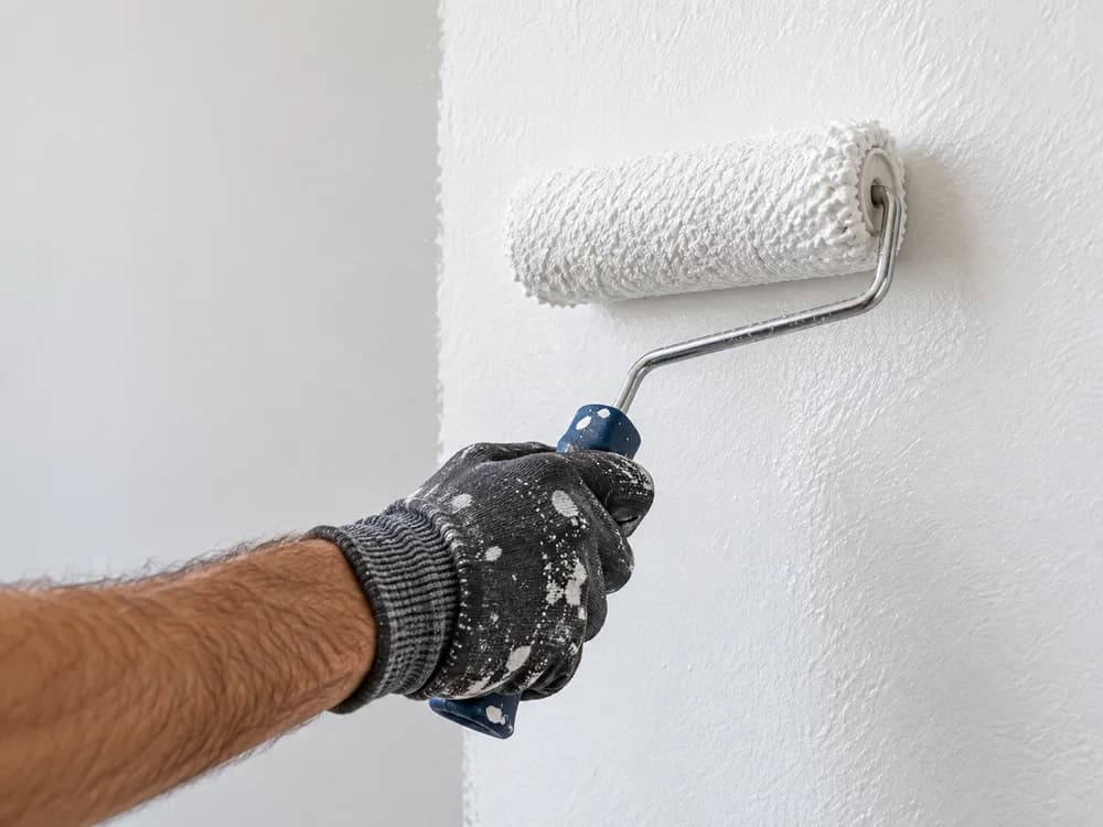 Refreshing an interior wall with a paint roller