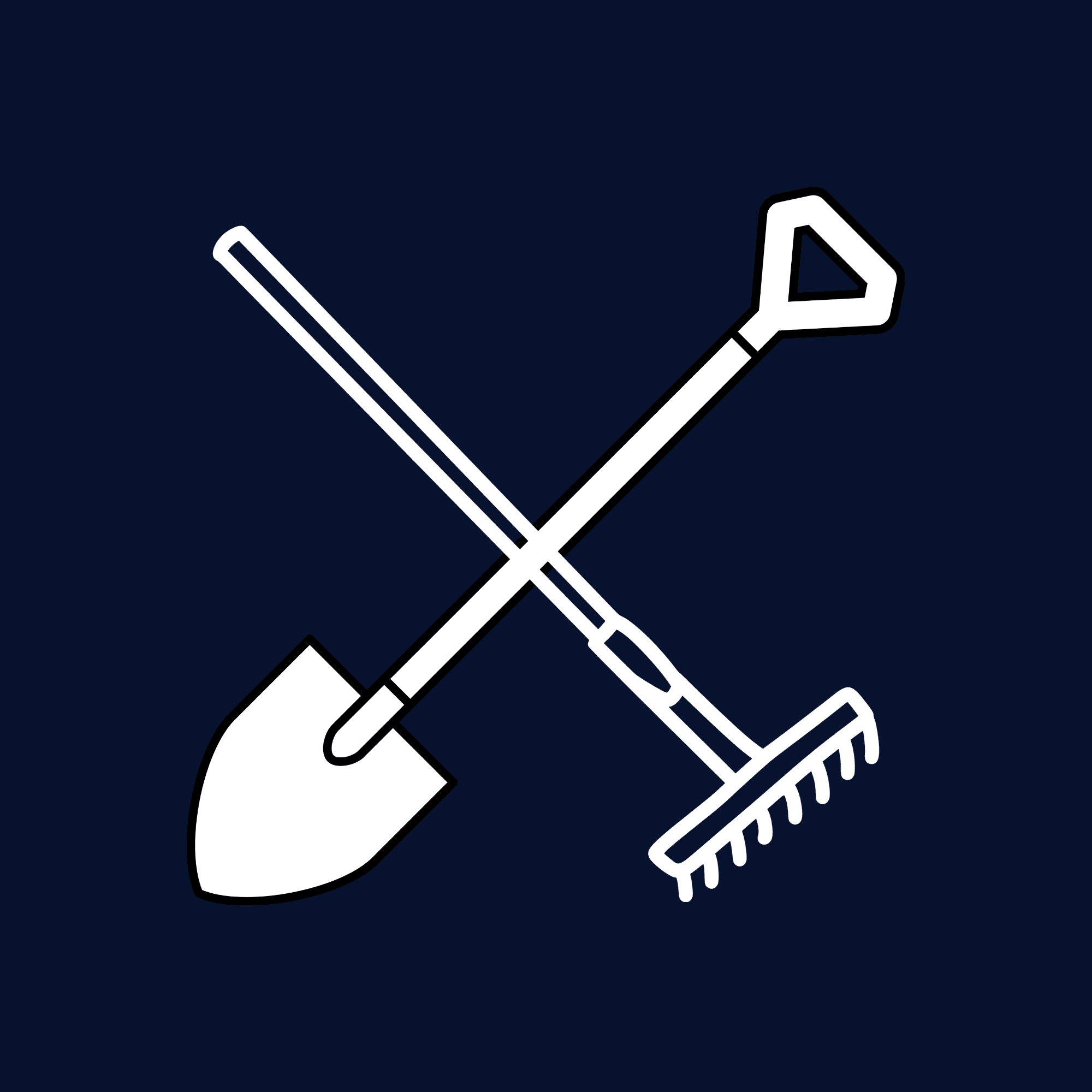 Outdoor service icon with crossed garden tools